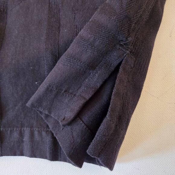 Caribbean Mens Palm Tropical Jacquard Silk Blend Button-up Shirt Black Large - Picture 8 of 13